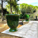 Fransk Vase d'Anduze stribet grøn