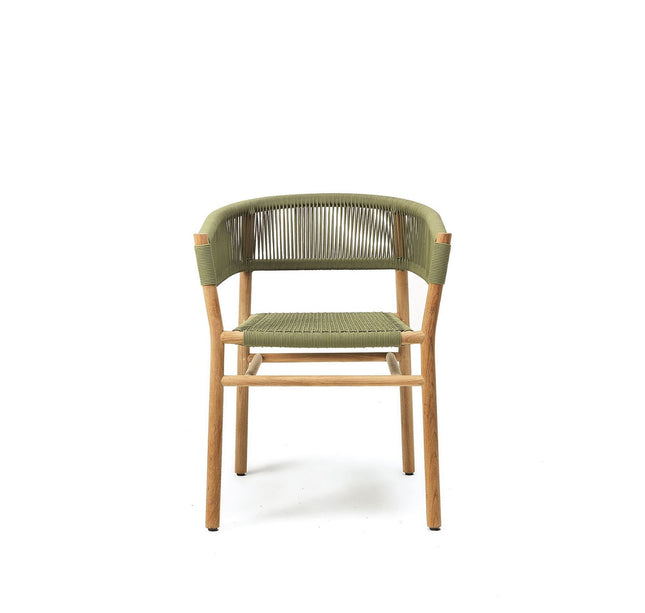 Kilt spisebordsstol med armlæn Teak/Olive Green