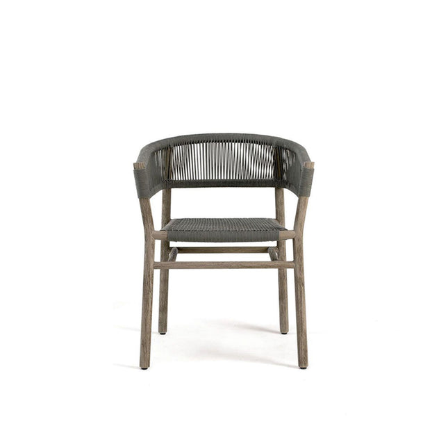 Kilt spisebordsstol med armlæn Mørk Teak/Dark Grey