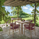 Kilt spisebordsstol med armlæn Teak/Ruby Wine