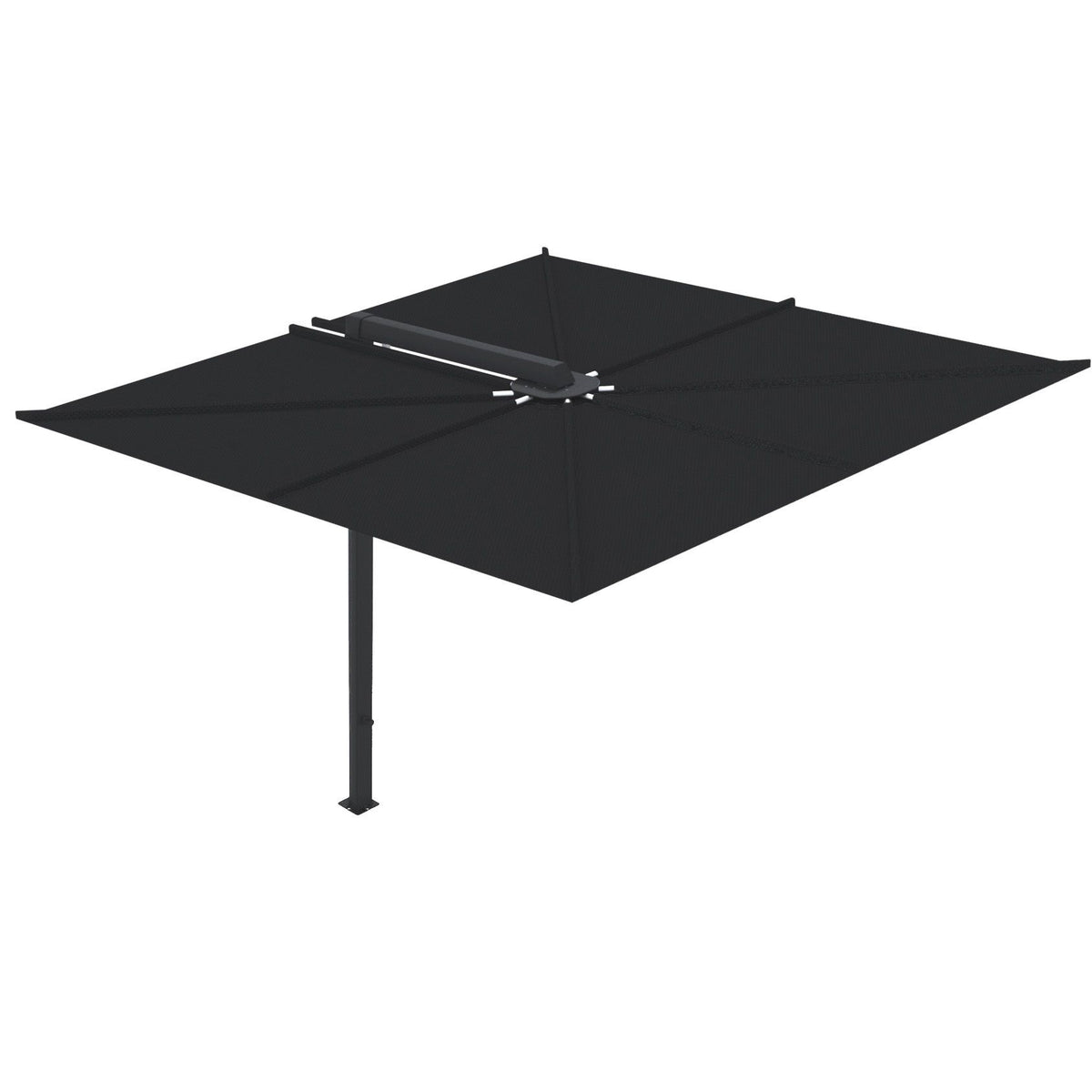 Nano UX hængeparasol - Full Black 2,5 x 2,5 uden base.