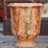 Fransk Vase d'Anduze antikpatineret flammet
