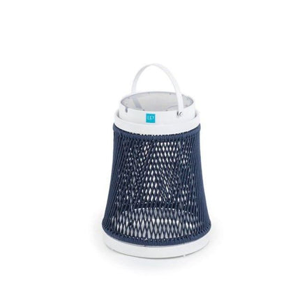 Solare gulvlampe hvidt aluminium med blåt reb
