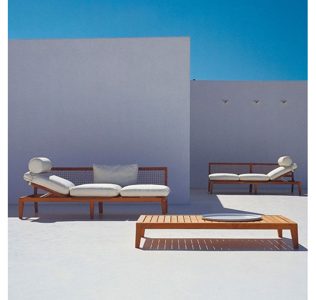 Synthesis sofaseng i teak med justerbar bund