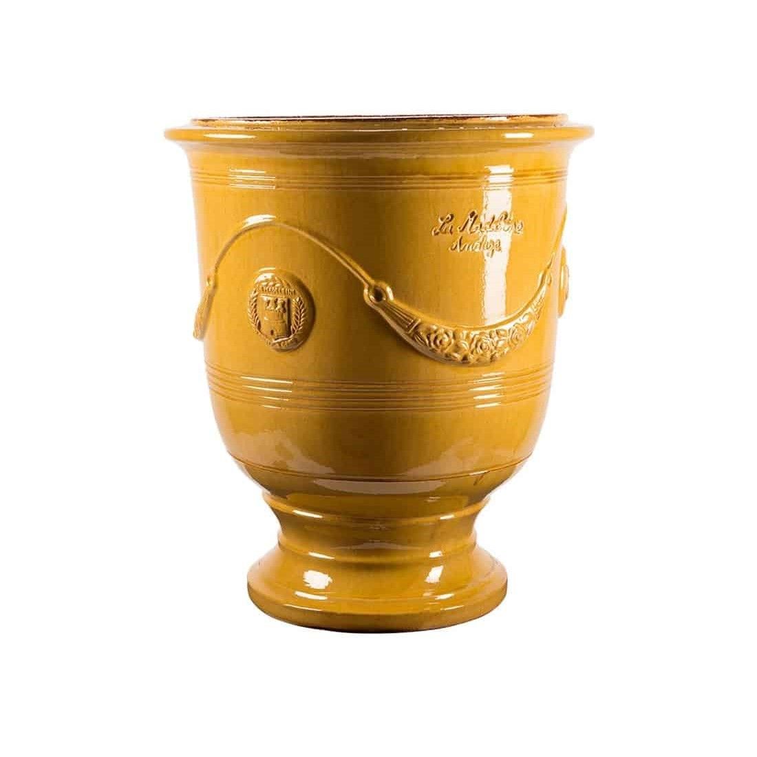 Fransk Vase d'Anduze traditionel glasering gul