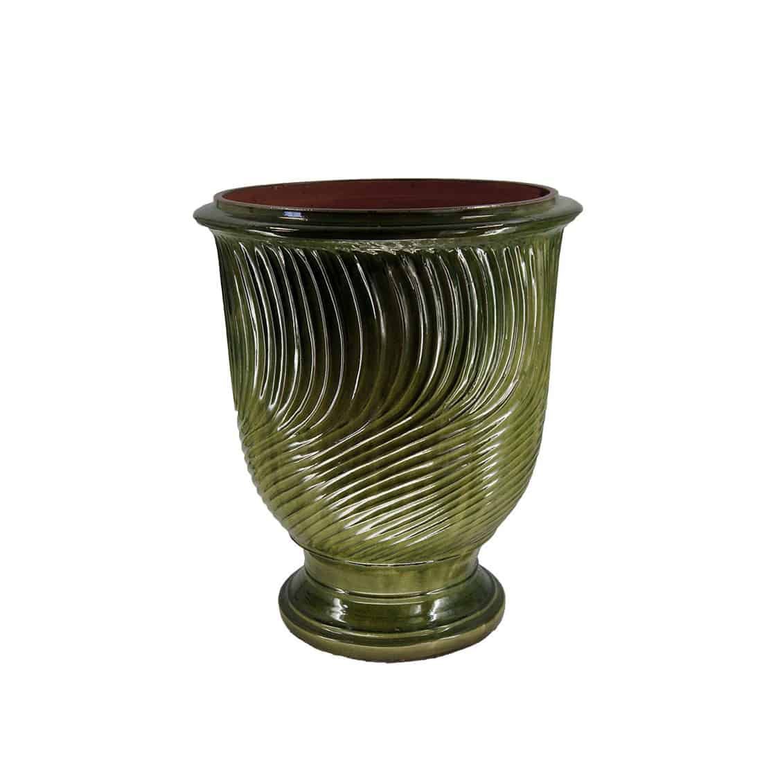 Fransk Vase d'Anduze stribet grøn